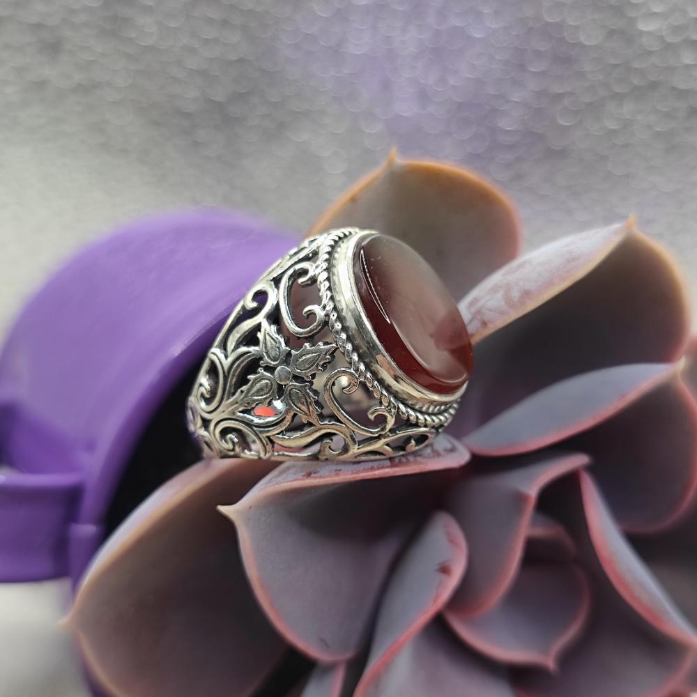 Anello etnico in argento 925 corniola - AISHA