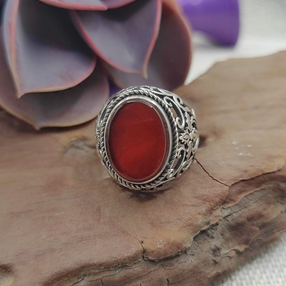 Anello etnico in argento 925 corniola - AISHA