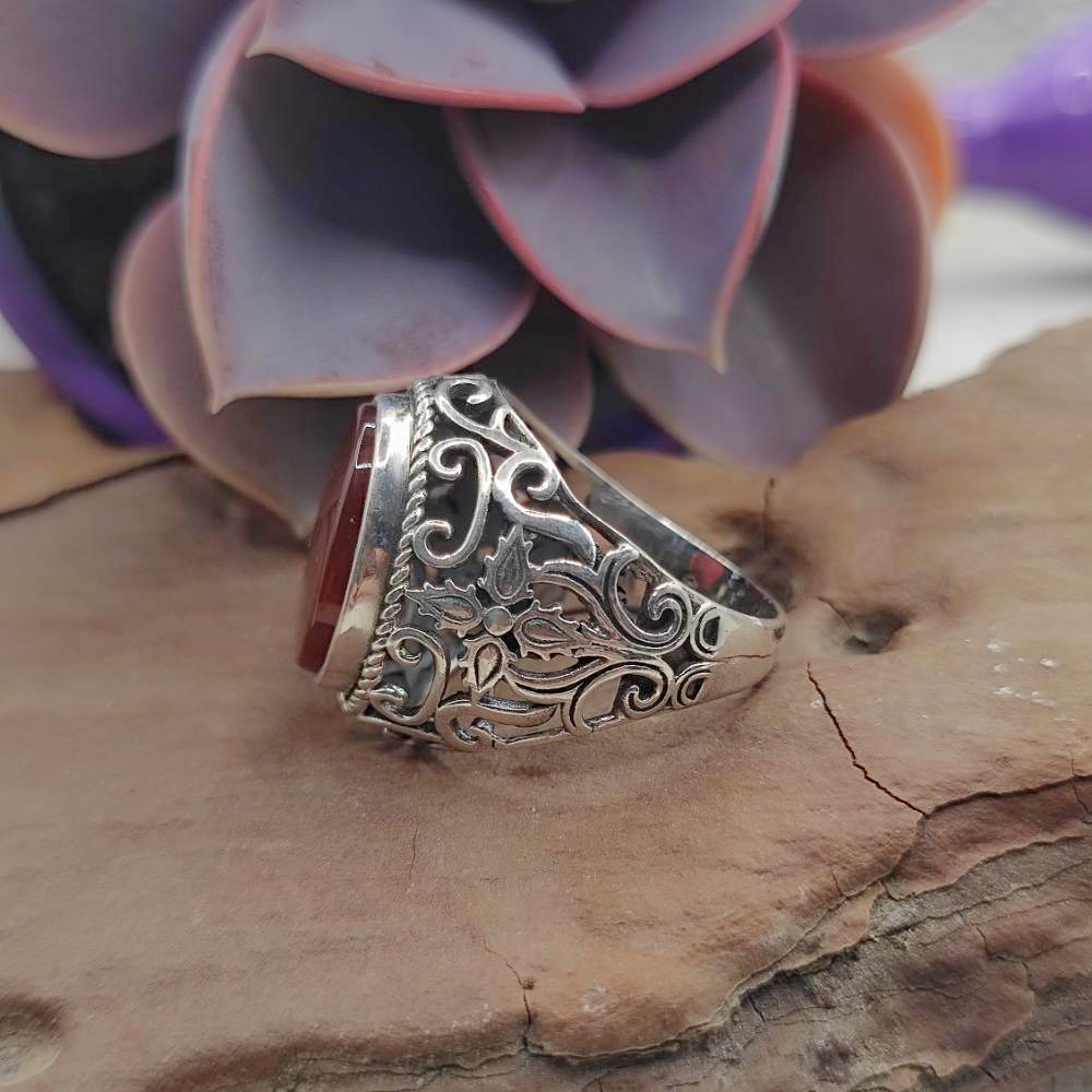 Anello etnico in argento 925 corniola - AISHA