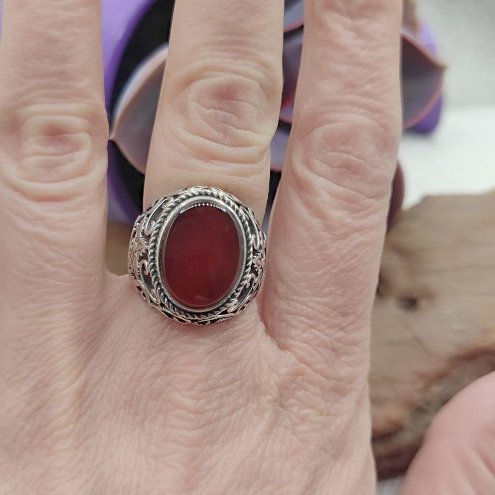 Anello etnico in argento 925 corniola - AISHA