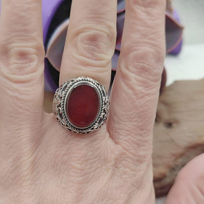 Anello etnico in argento 925 corniola - AISHA