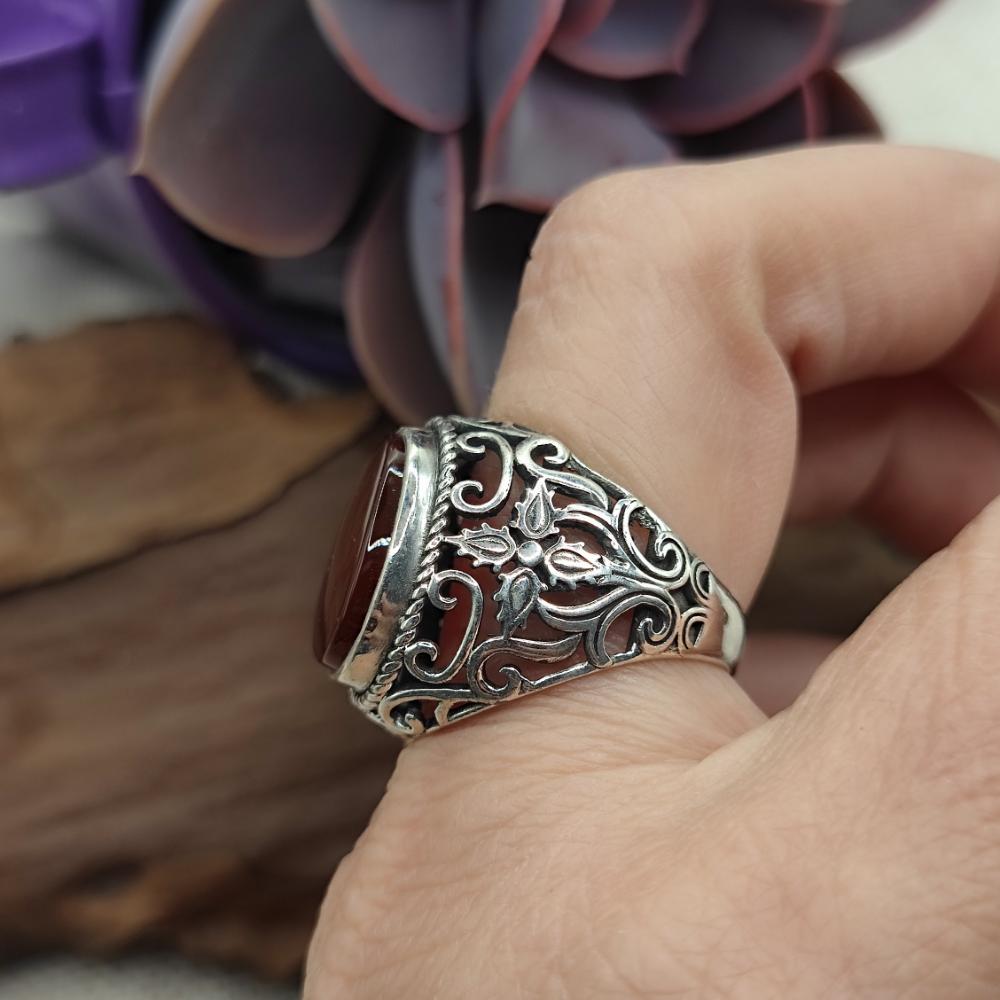 Anello etnico in argento 925 corniola - AISHA
