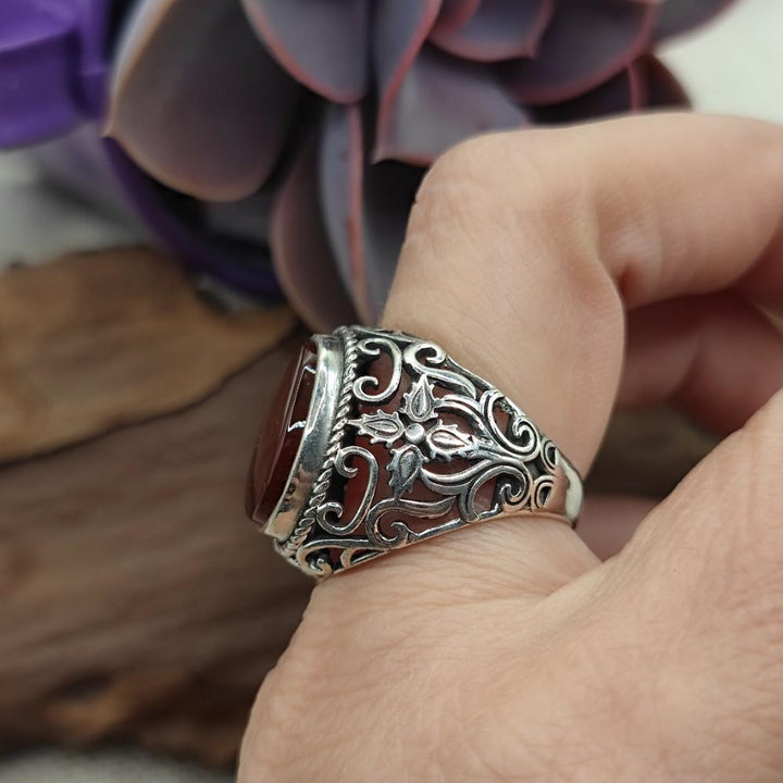 Anello etnico in argento 925 corniola - AISHA