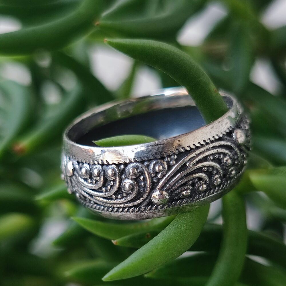 Anello a fascia etnico indiano in argento 925 - DAWA