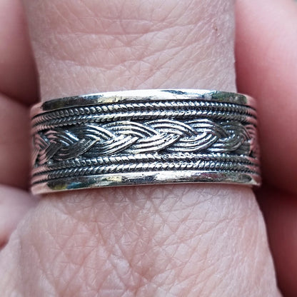 Anello fascia in argento 925 decorato - KACCHI
