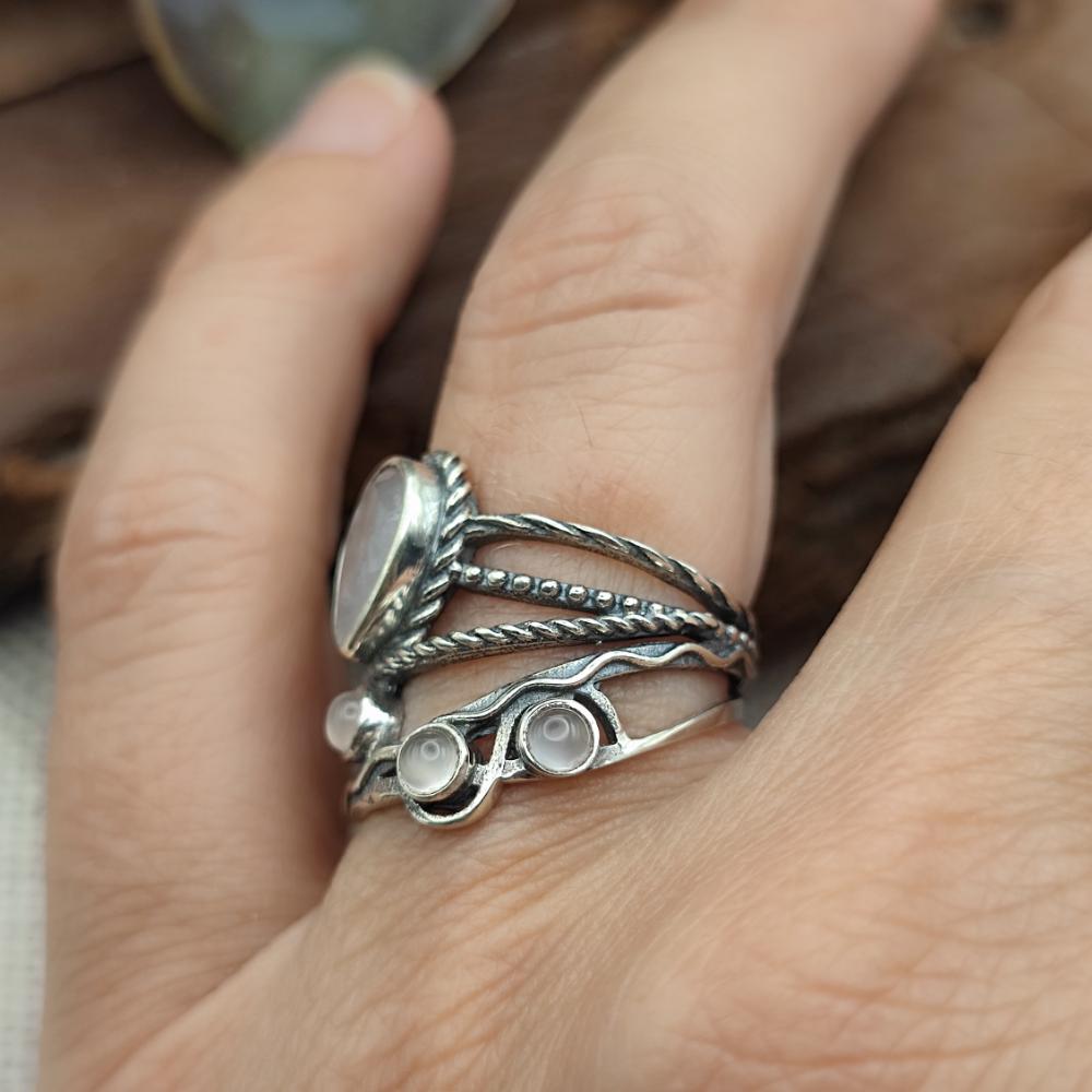 Anello a fascia in argento 925 con pietra - PANCH