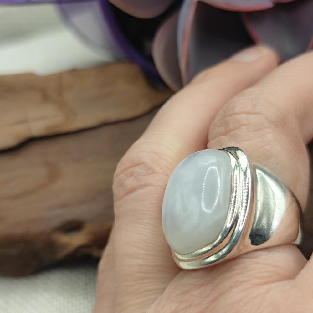 Anello a fascia in argento 925 pietra di luna - ANAYA