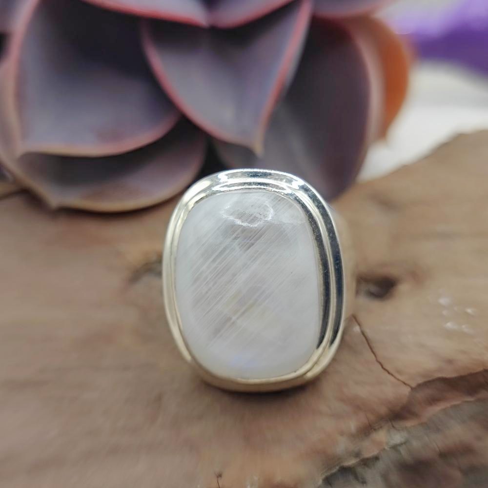 Anello a fascia in argento 925 pietra di luna - ANAYA