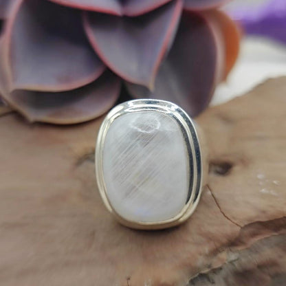 Anello a fascia in argento 925 pietra di luna - ANAYA