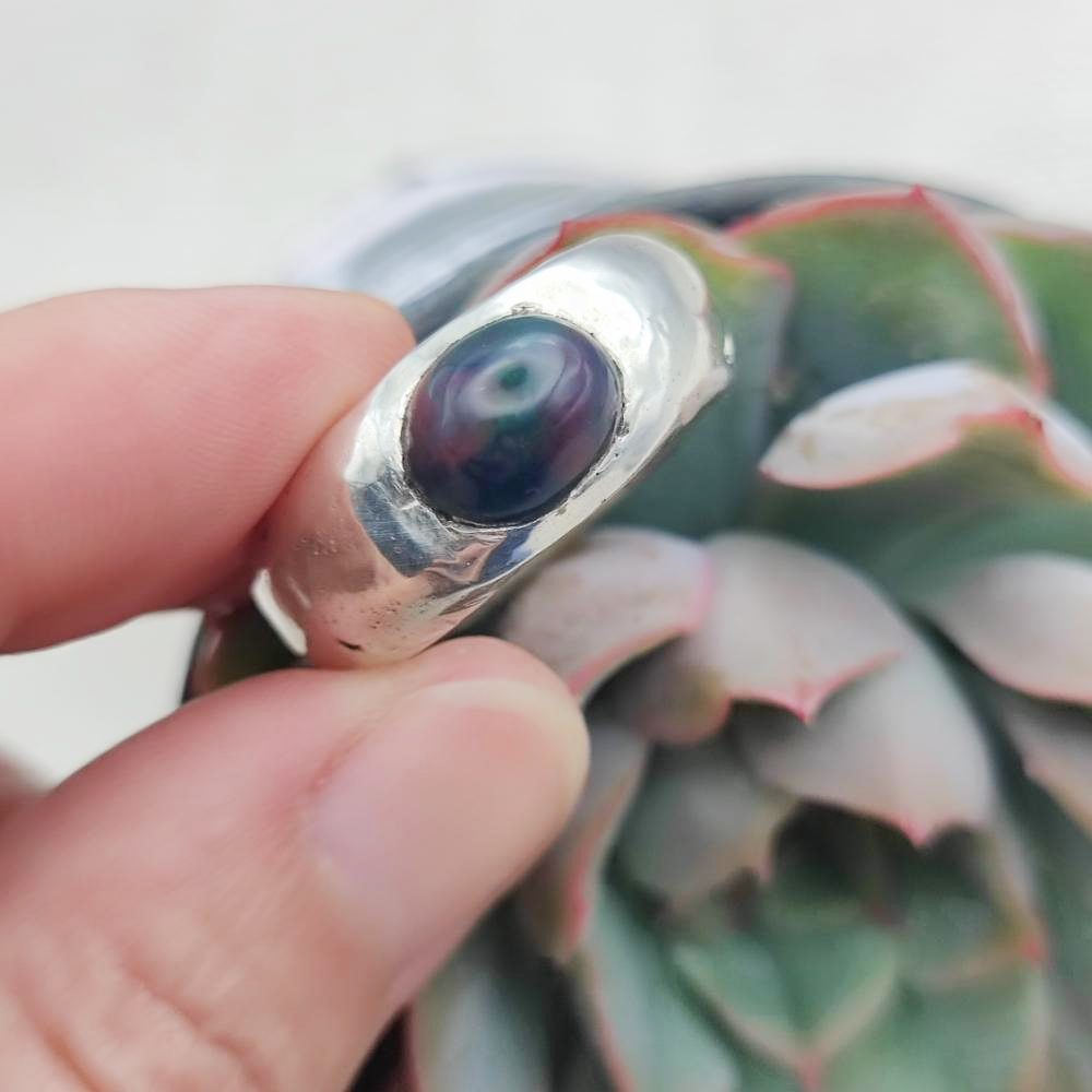 Anello artigianale in argento 925 con pietra - KAKINADA