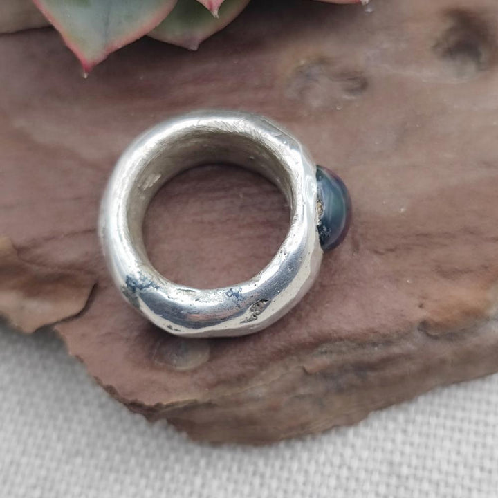 Anello artigianale in argento 925 con pietra - KAKINADA