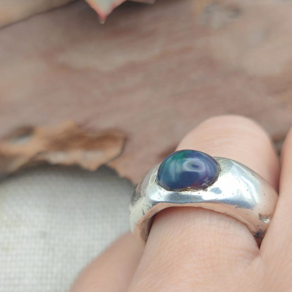 Anello artigianale in argento 925 con pietra - KAKINADA