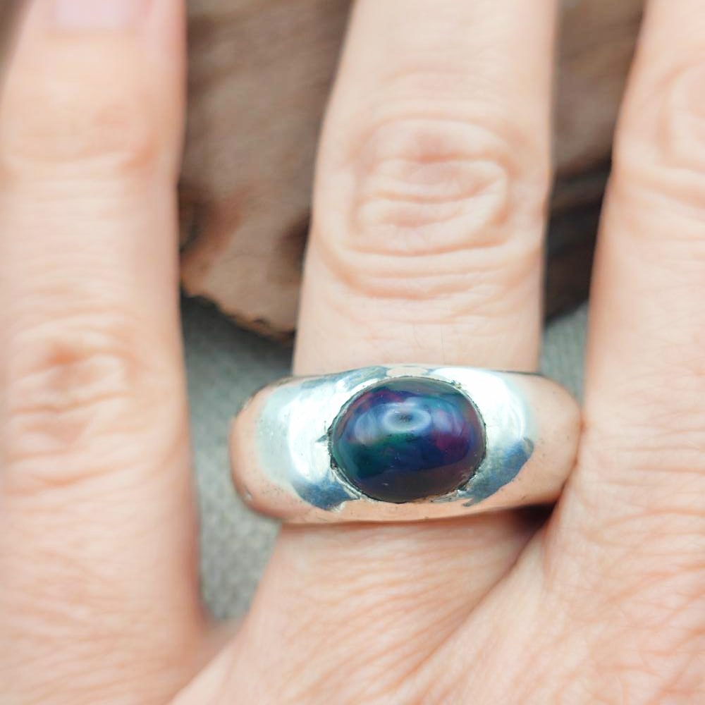 Anello artigianale in argento 925 con pietra - KAKINADA