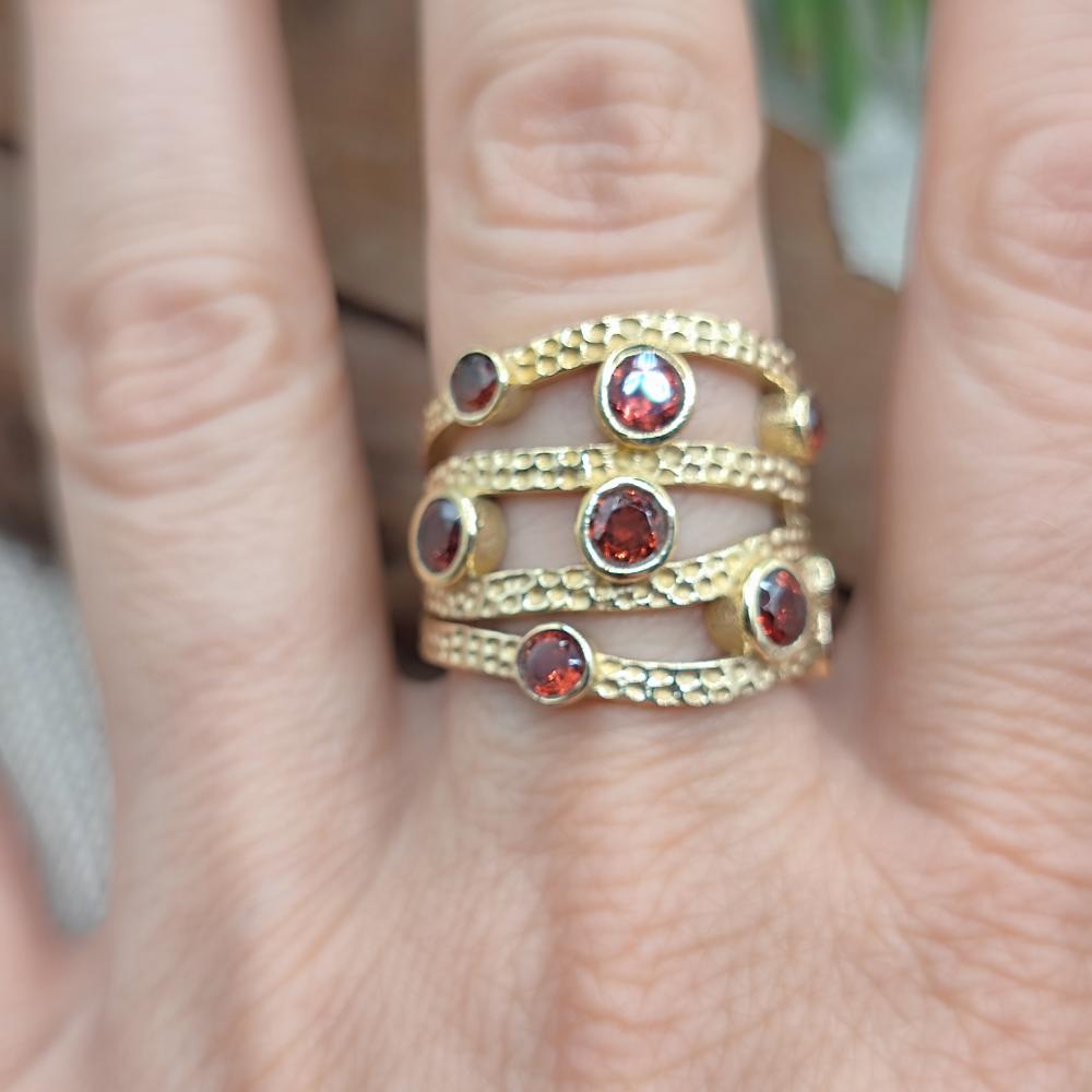 ANELLO fascia in bronzo giallo con pietre - MEHERAR#misura_18