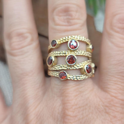 ANELLO fascia in bronzo giallo con pietre - MEHERAR