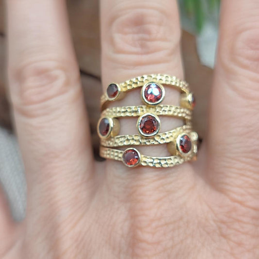 ANELLO fascia in bronzo giallo con pietre - MEHERAR
