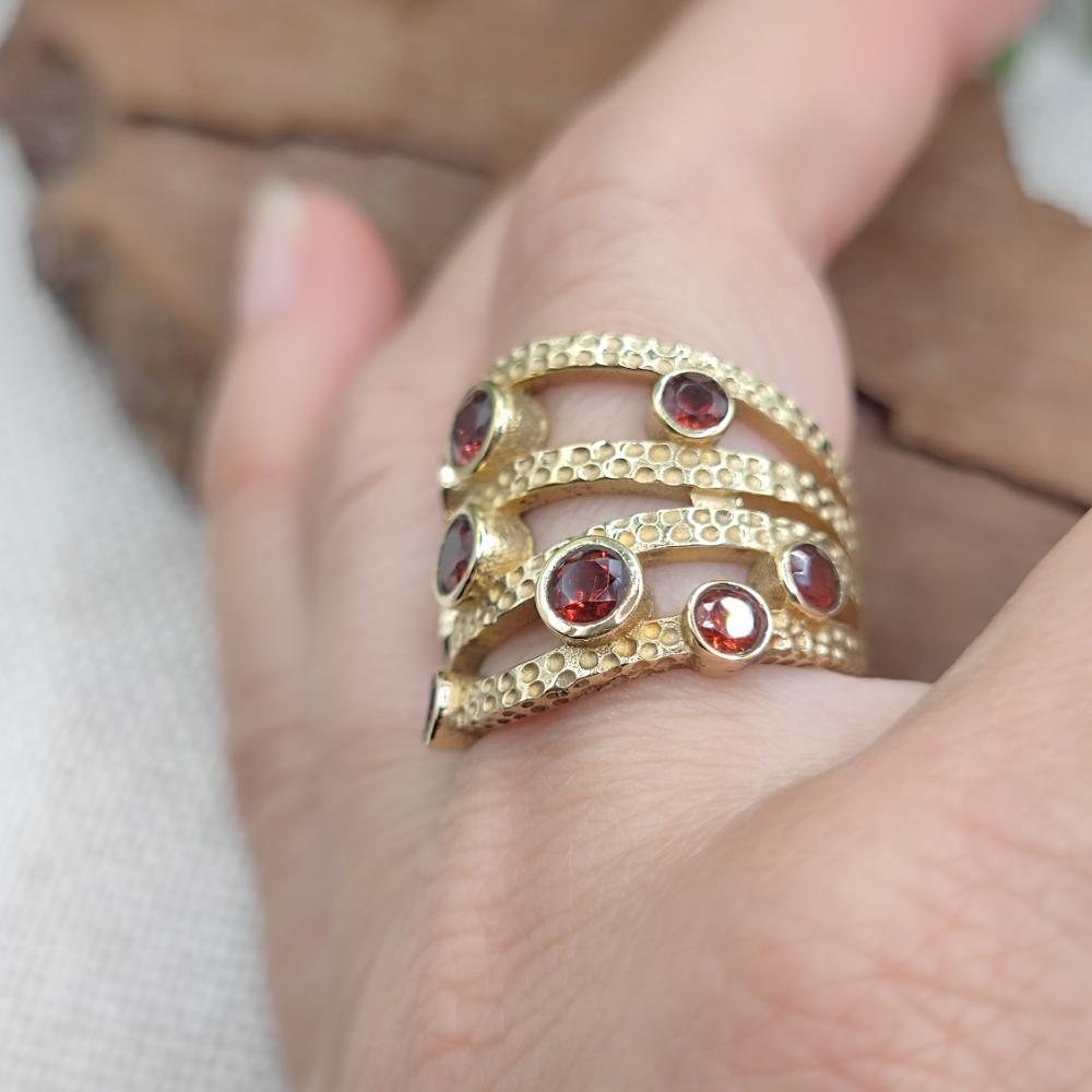 ANELLO fascia in bronzo giallo con pietre - MEHERAR#misura_18