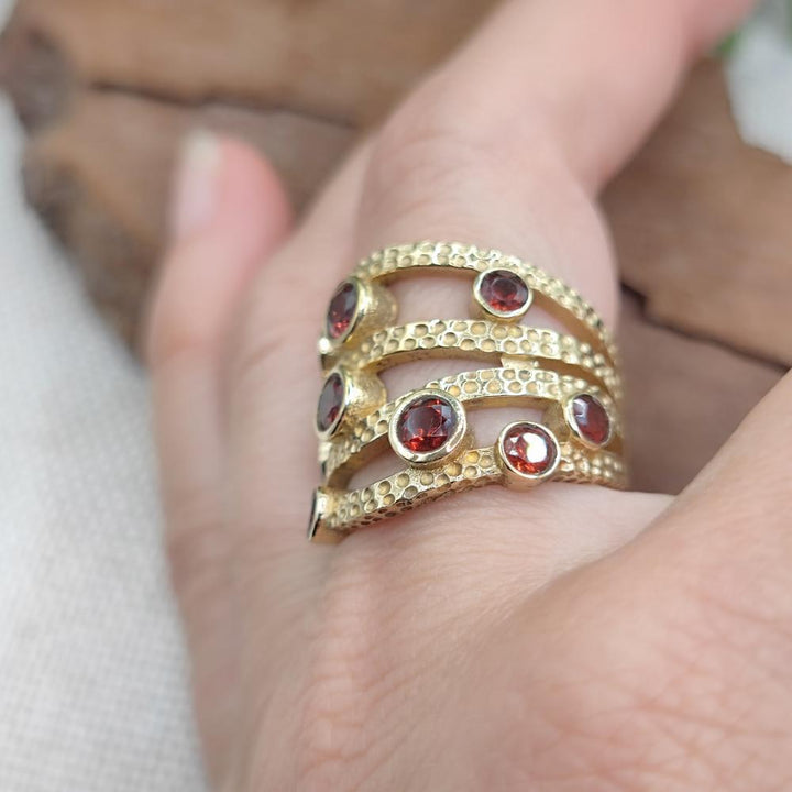 ANELLO fascia in bronzo giallo con pietre - MEHERAR#misura_18