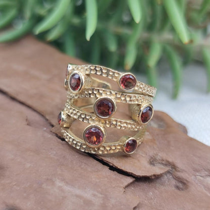 ANELLO fascia in bronzo giallo con pietre - MEHERAR