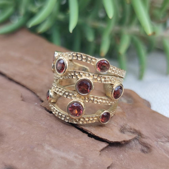 ANELLO fascia in bronzo giallo con pietre - MEHERAR#misura_18