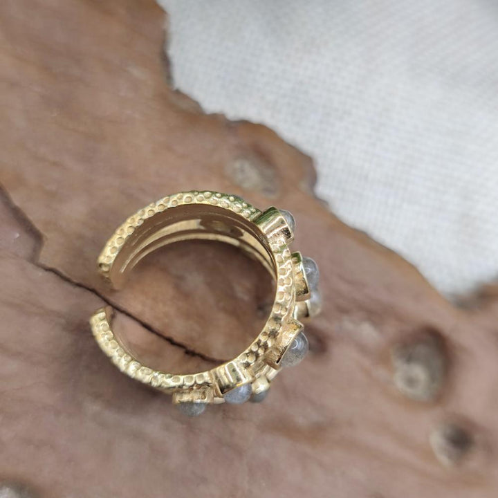 ANELLO fascia in bronzo giallo con pietre - MEHERAR#misura_16