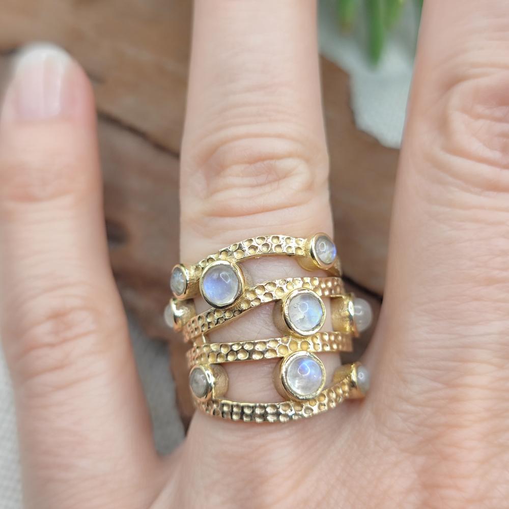 ANELLO fascia in bronzo giallo con pietre - MEHERAR