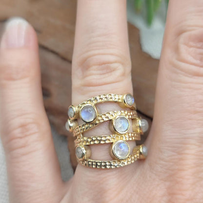 ANELLO fascia in bronzo giallo con pietre - MEHERAR