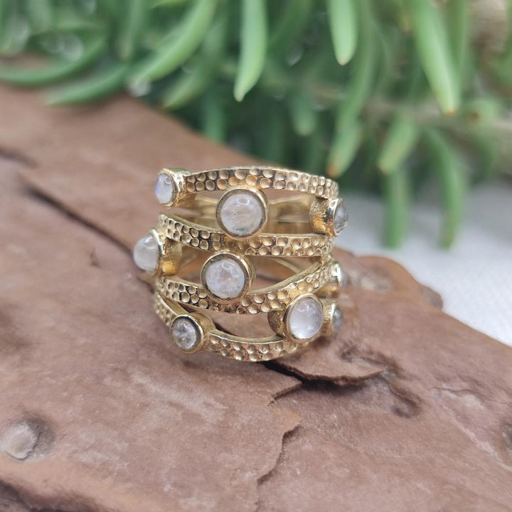 ANELLO fascia in bronzo giallo con pietre - MEHERAR#misura_13