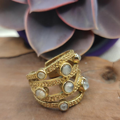 ANELLO fascia in bronzo giallo con pietre - MEHERAR
