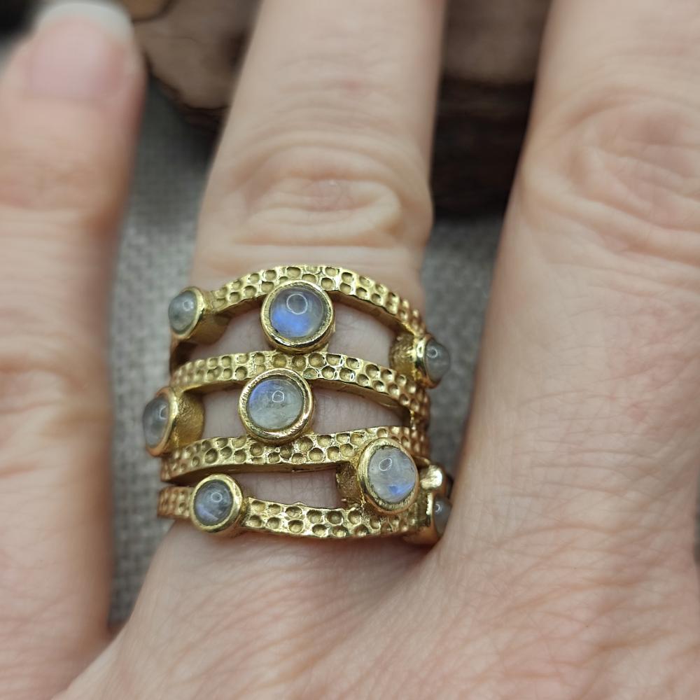 ANELLO fascia in bronzo giallo con pietre - MEHERAR