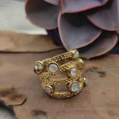 ANELLO fascia in bronzo giallo con pietre - MEHERAR