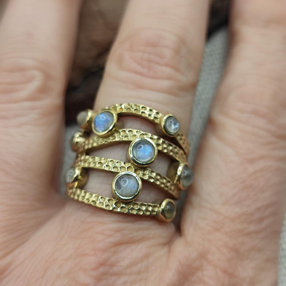 ANELLO fascia in bronzo giallo con pietre - MEHERAR