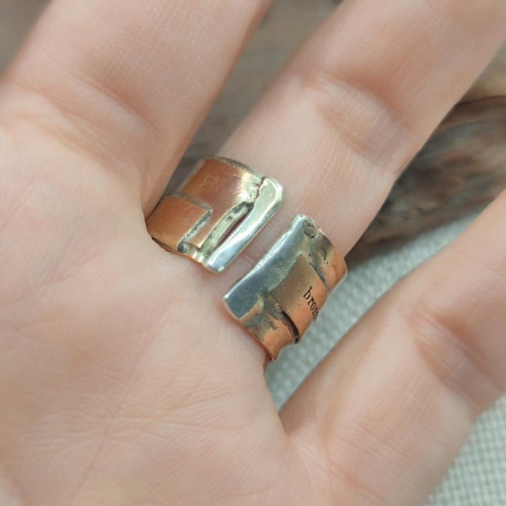 Anello artigianale a fascia in bronzo - MEERA