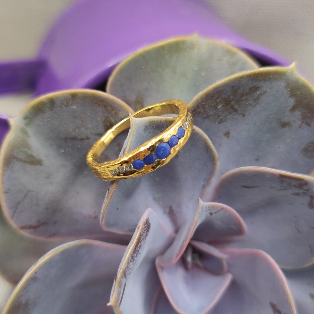 Anello etnico in ottone con lapislazzuli - DIPALI
