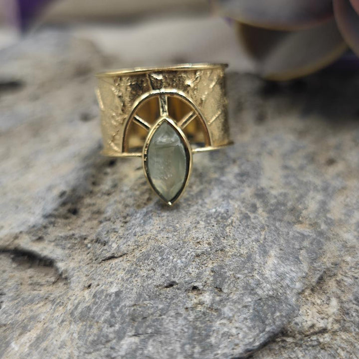 ANELLO in ottone con ametista verde - TONK