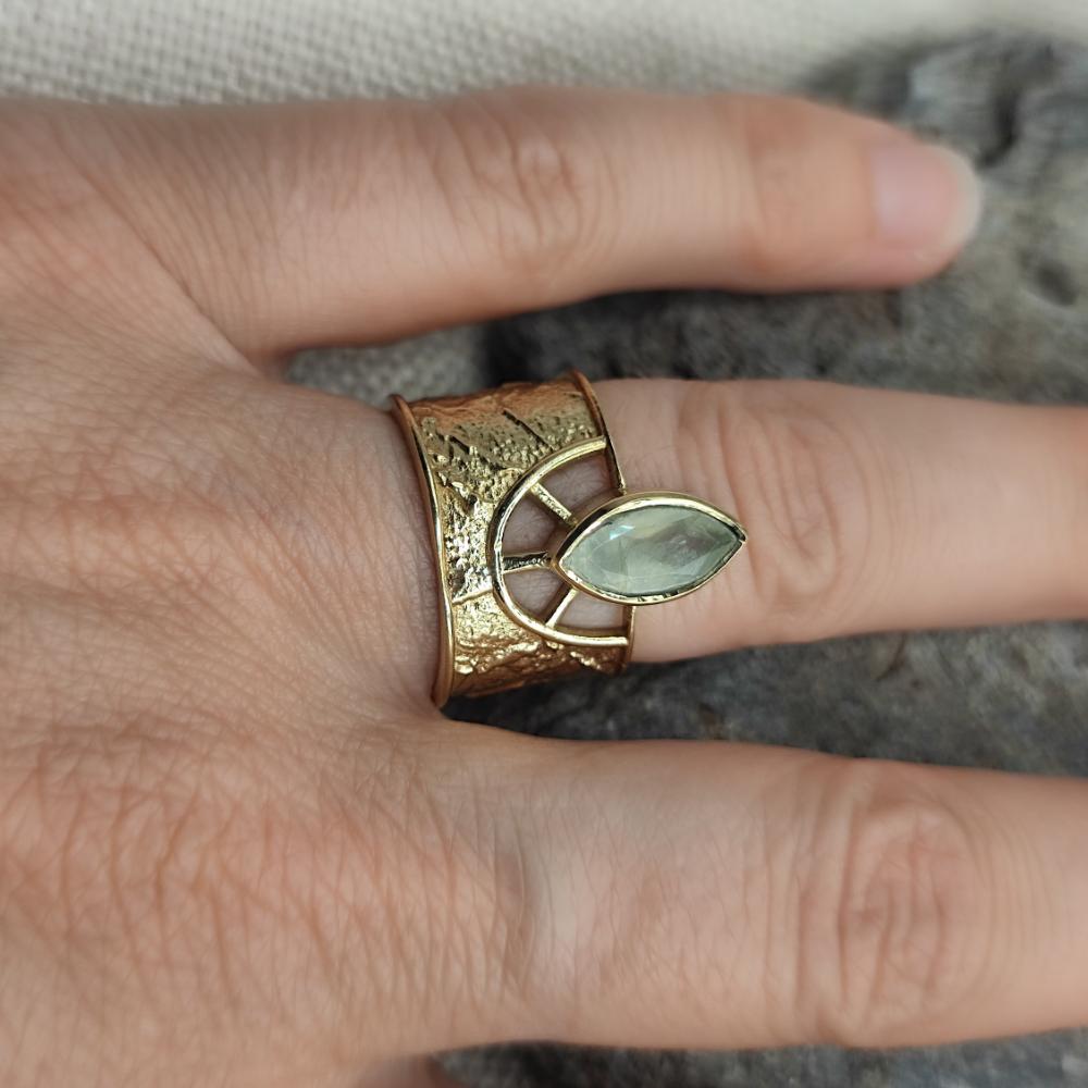ANELLO in ottone con ametista verde - TONK