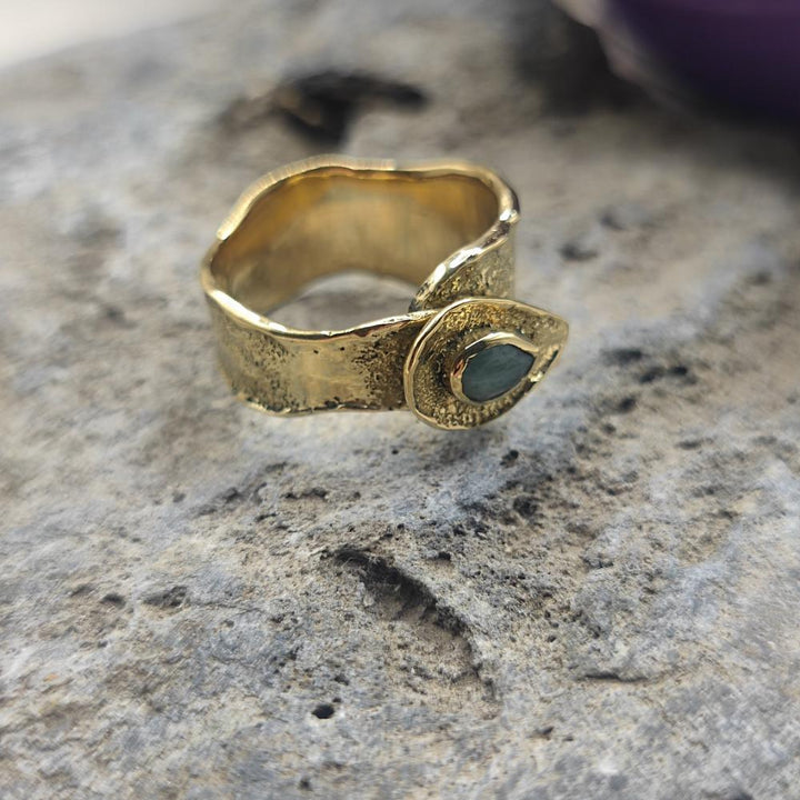 ANELLO a fascia in ottone labradorite - YUKI