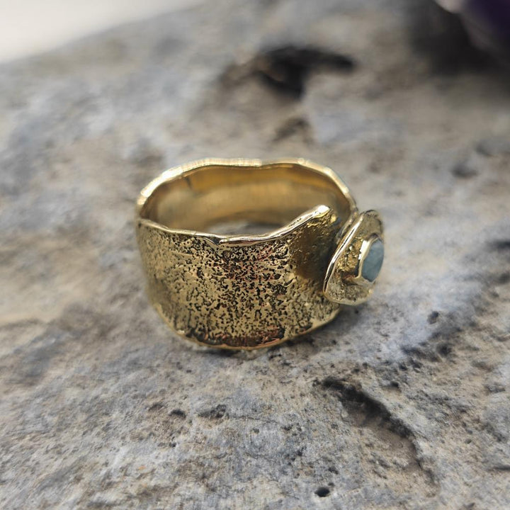 ANELLO a fascia in ottone labradorite - YUKI