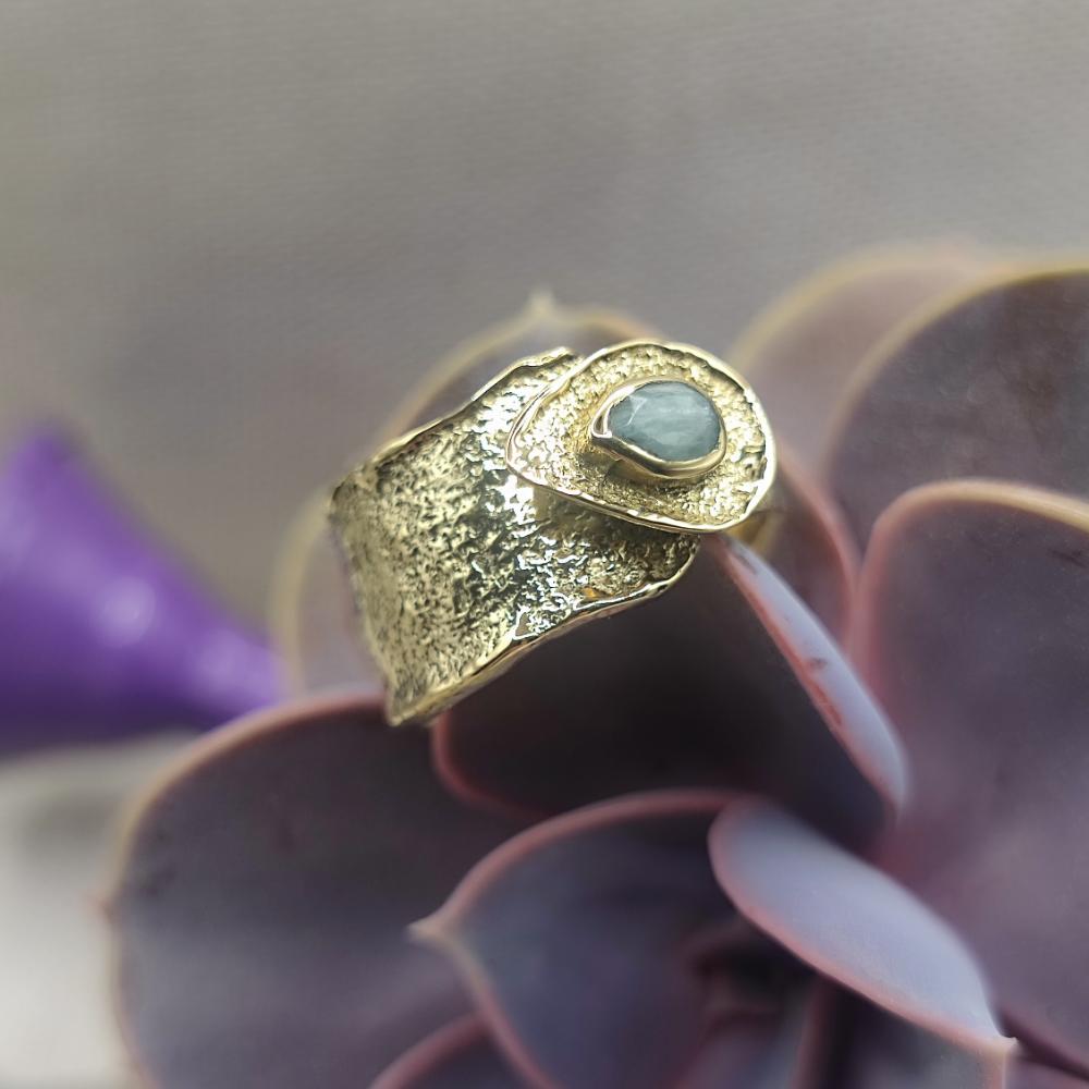ANELLO a fascia in ottone labradorite - YUKI