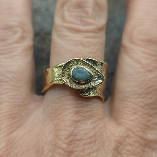 ANELLO a fascia in ottone labradorite - YUKI