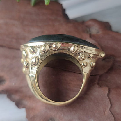 ANELLO artigianale in ottone con PIETRA - BINDU