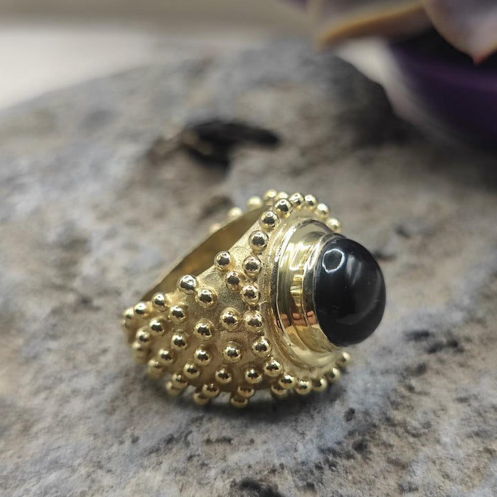 ANELLO a fascia in ottone quarzo fumé - RYO