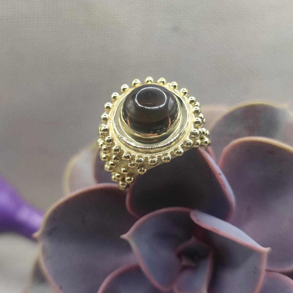 ANELLO a fascia in ottone quarzo fumé - RYO