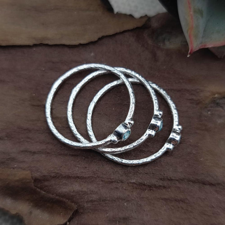 Anello triplo in argento 925 fascia sottile con pietra - SOILE