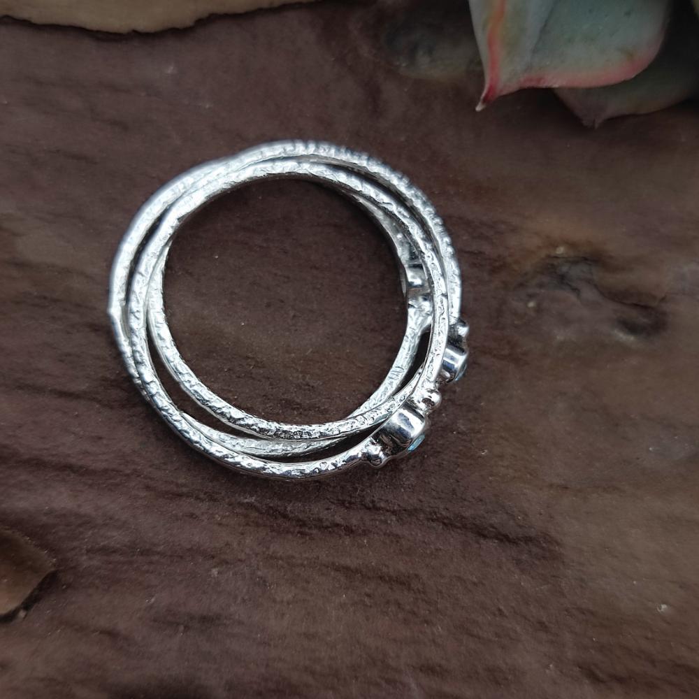 Anello triplo in argento 925 fascia sottile con pietra - SOILE