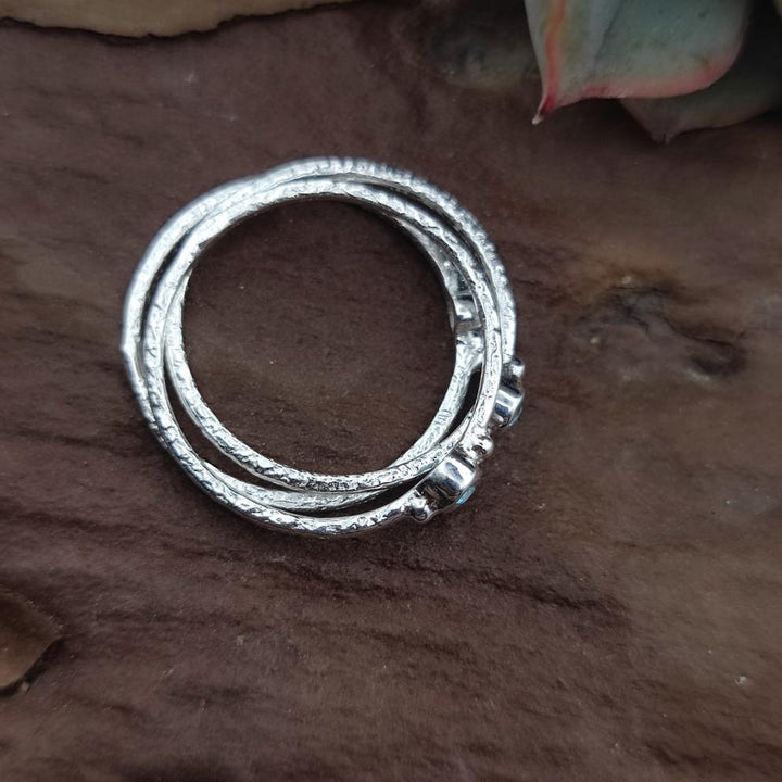 Anello triplo in argento 925 fascia sottile con pietra - SOILE