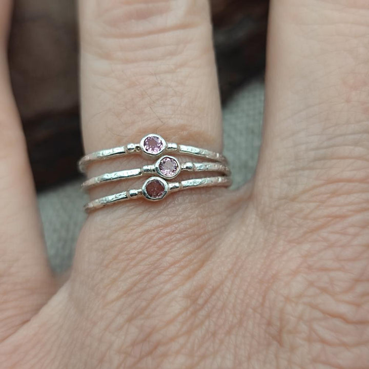 Anello triplo in argento 925 fascia sottile con pietra - SOILE