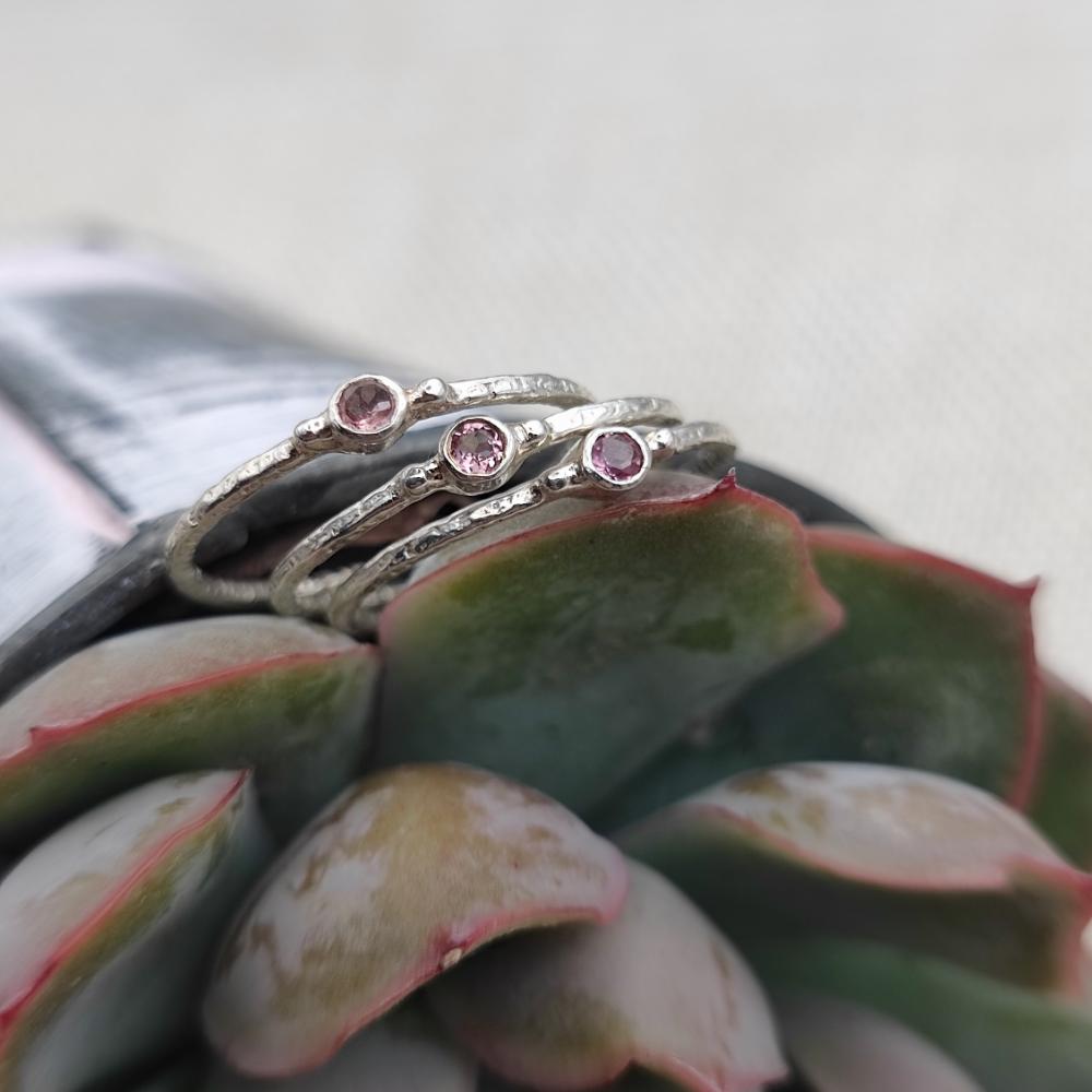 Anello triplo in argento 925 fascia sottile con pietra - SOILE