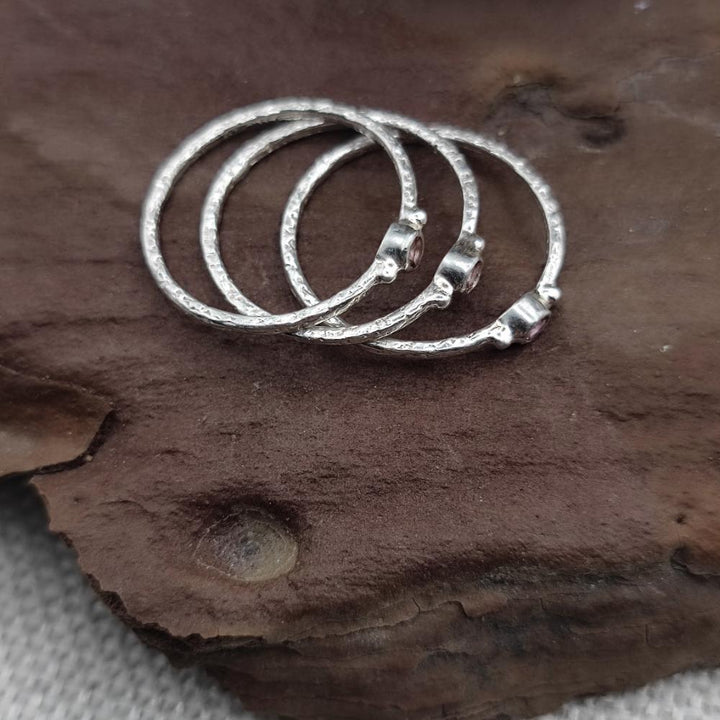 Anello triplo in argento 925 fascia sottile con pietra - SOILE