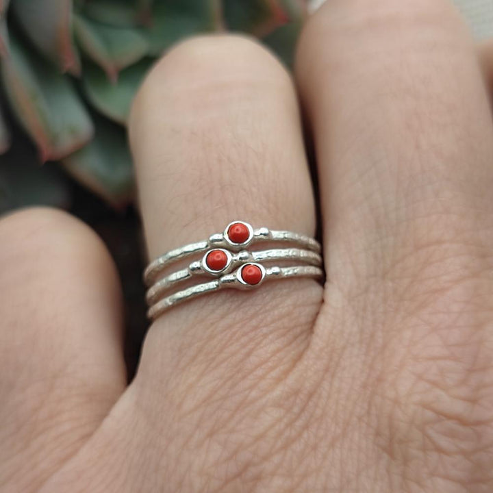 Anello triplo in argento 925 fascia sottile con pietra - SOILE